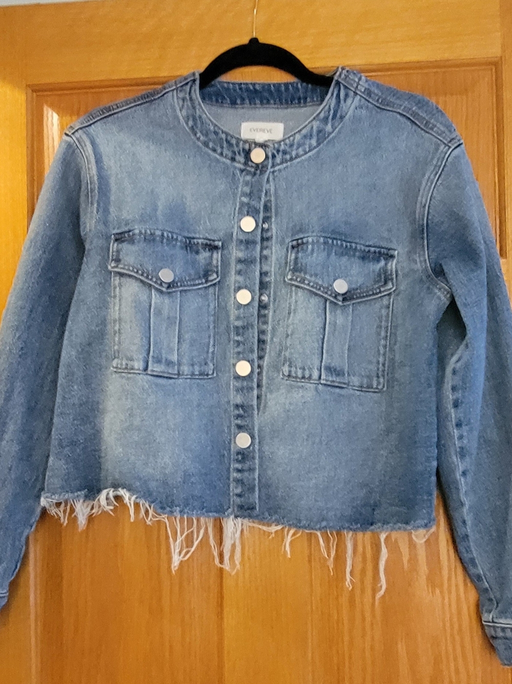 Evereve Light Blue Distressed Denim Jacket - Picture 2 of 4
